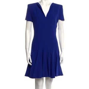 Alexander McQueen Mini Dress Cobalt Blue V Neck Cap Sleeve Drop Waist Sz 42/US 8